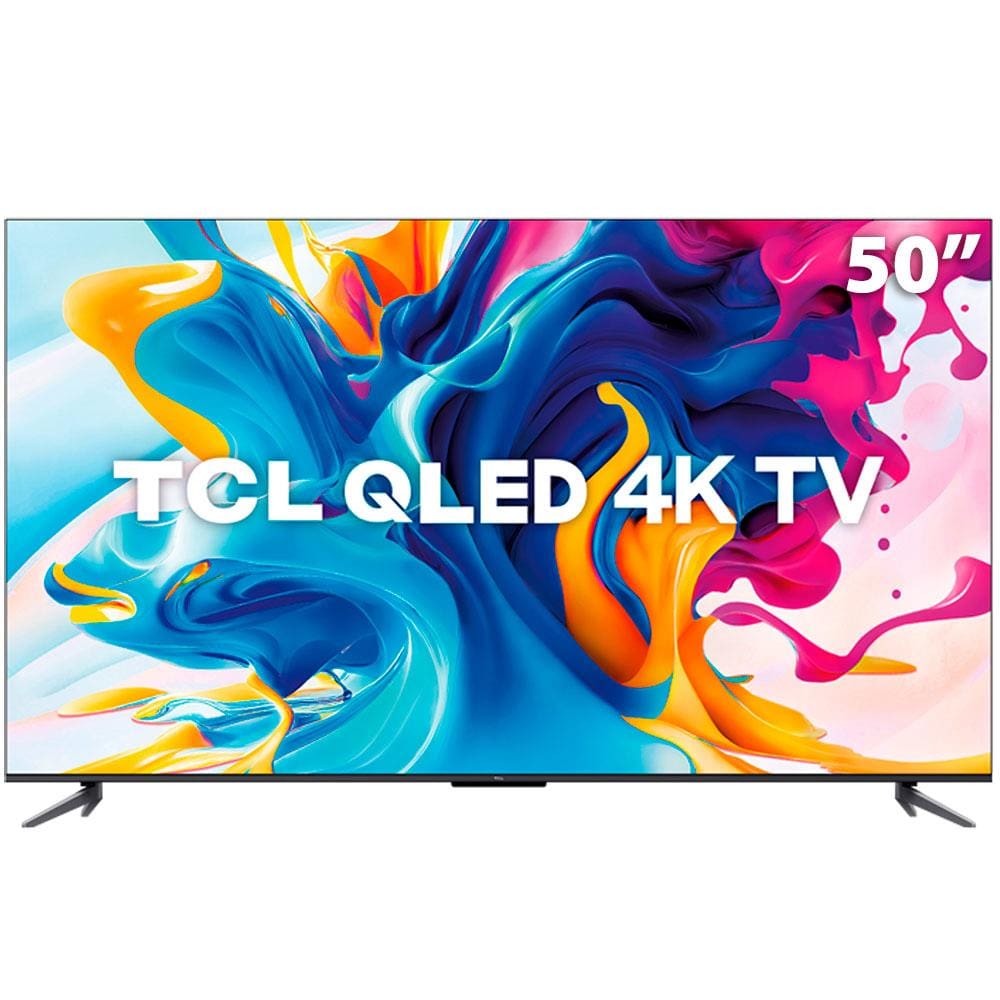 Smart TV 50" QLED 4K Ultra HD TCL C645 com Google TV, Dolby Vision Atmos, DTS, HDR10+, Wi-Fi, Bluetooth e Comando de voz à distância