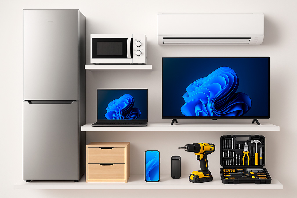 variedade de produtos em eletrodomésticos, eletrônicos, móveis e muito mais na E-Fácil